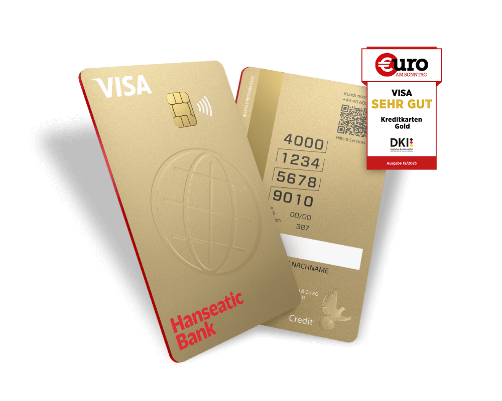 Hanseatic Bank GoldCard vertikale Kreditkarte inkl. Beste Kreditkarte Siegel