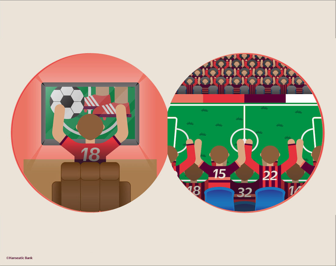 Grafik Vergleich Preis-/Leistung Fußball-Dauerkarte gegen Pay-TV-Abonnement
