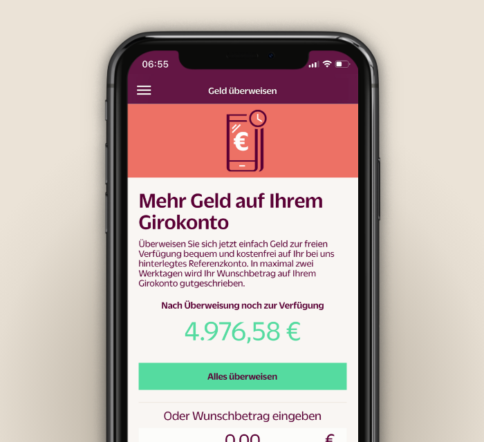 App Hanseaticbank Mobile Screen SofortGeld - Geld überweisen auf Giro-Konto