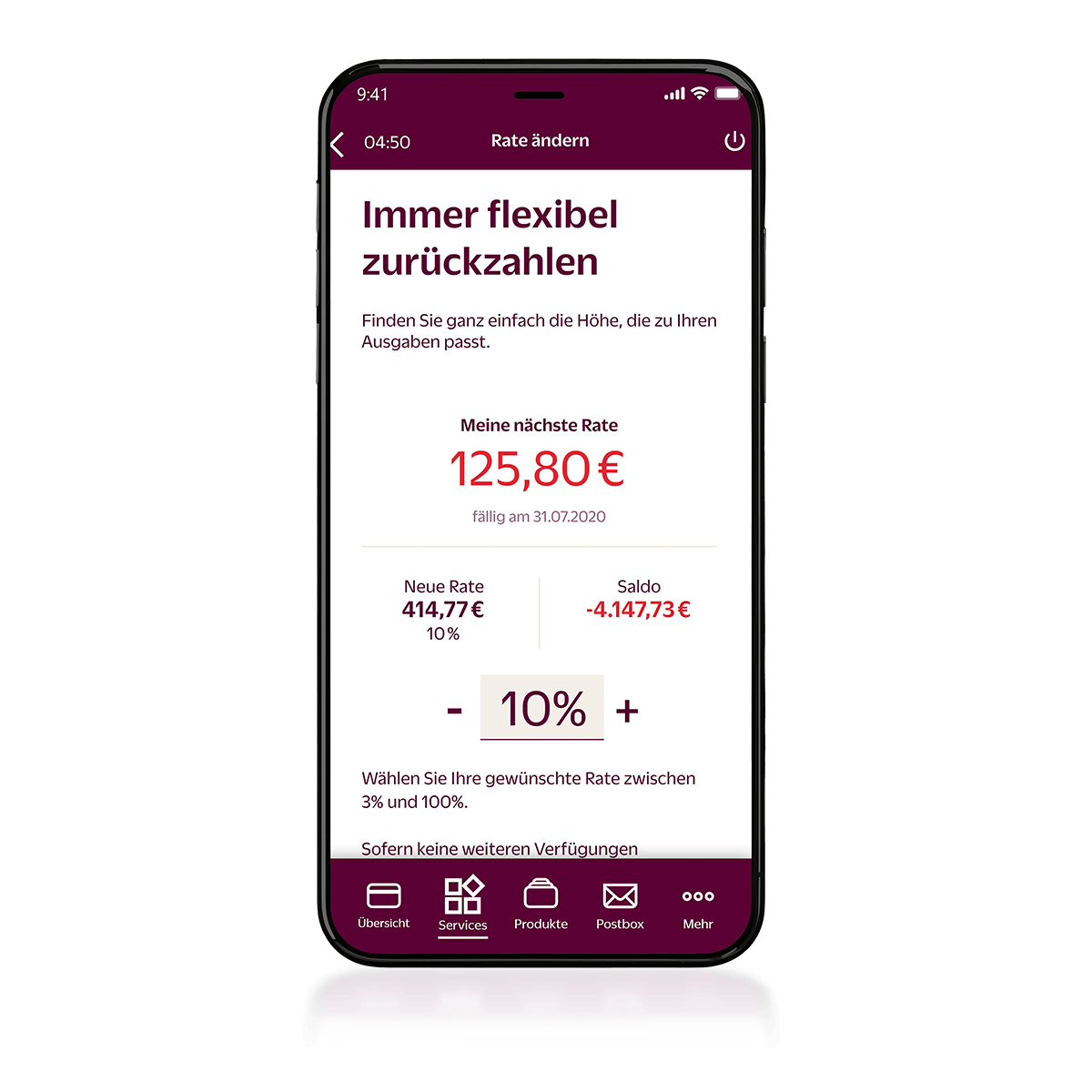 App Hanseatic Bank Mobile: Rate ändern