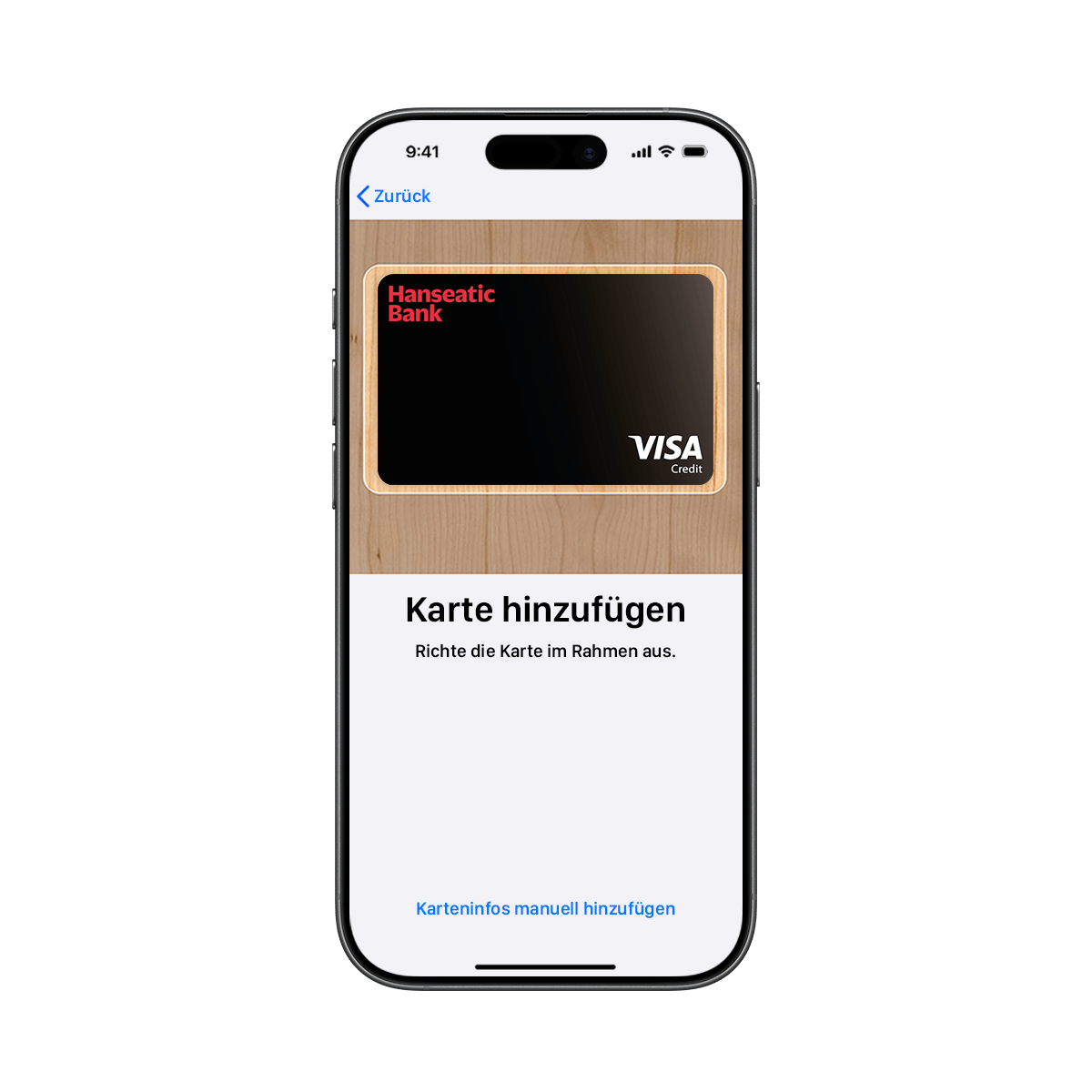 Hanseatic Bank Mobile App Karte zu apple Pay hinzufügen