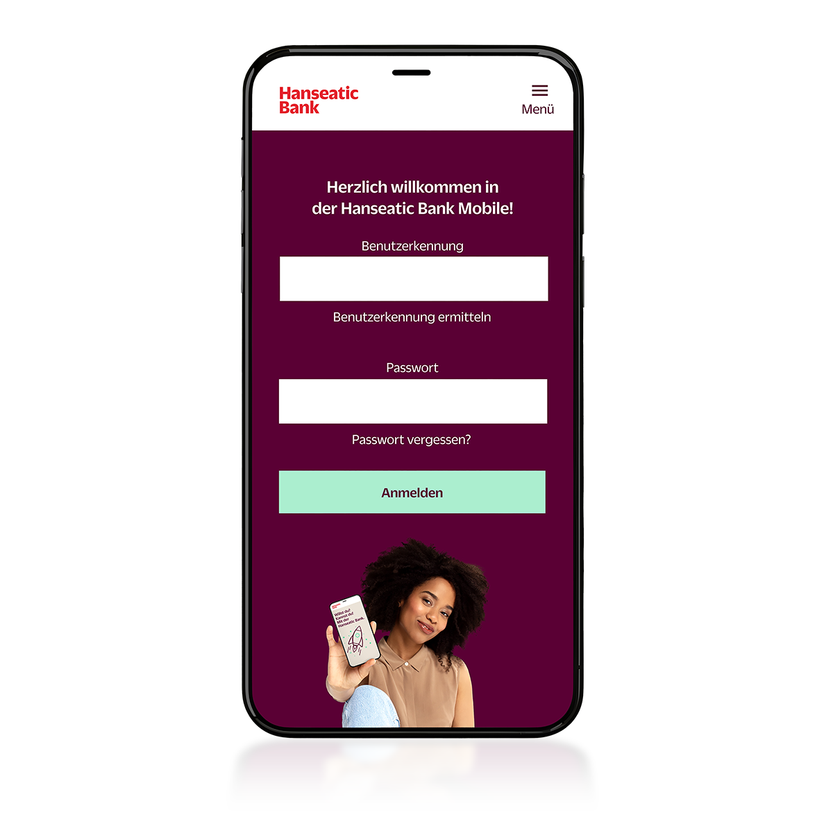 Startbildschirm der App Hanseatic Bank Mobile