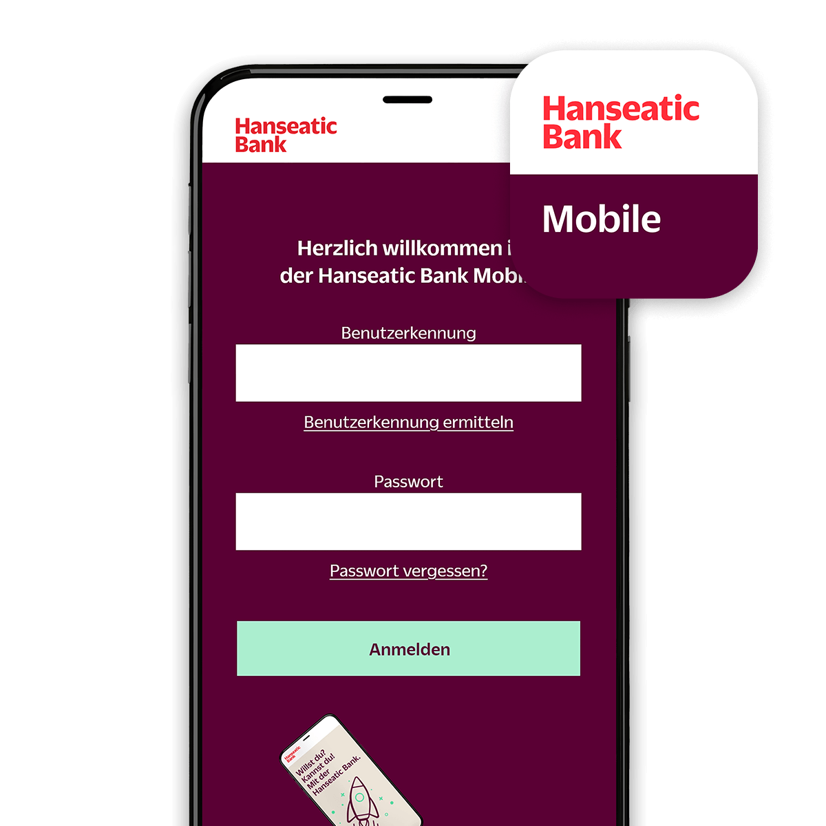 App Hanseatic Bank Mobile Login Screen