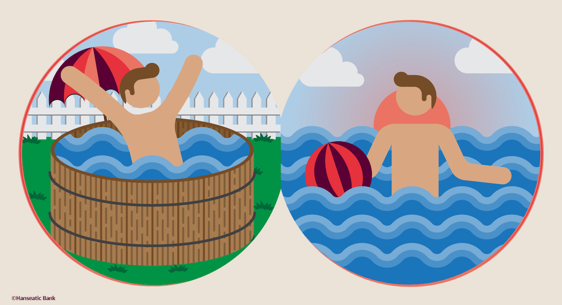 Grafik: Strandbad vs. Gartenpool
