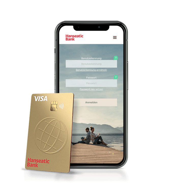 Screen: Der Login-Bereich der App Hanseatic Bank Mobile mit GoldCard