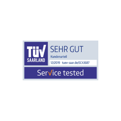 Tüv-Siegel Service sehr gut für Hanseatic Bank