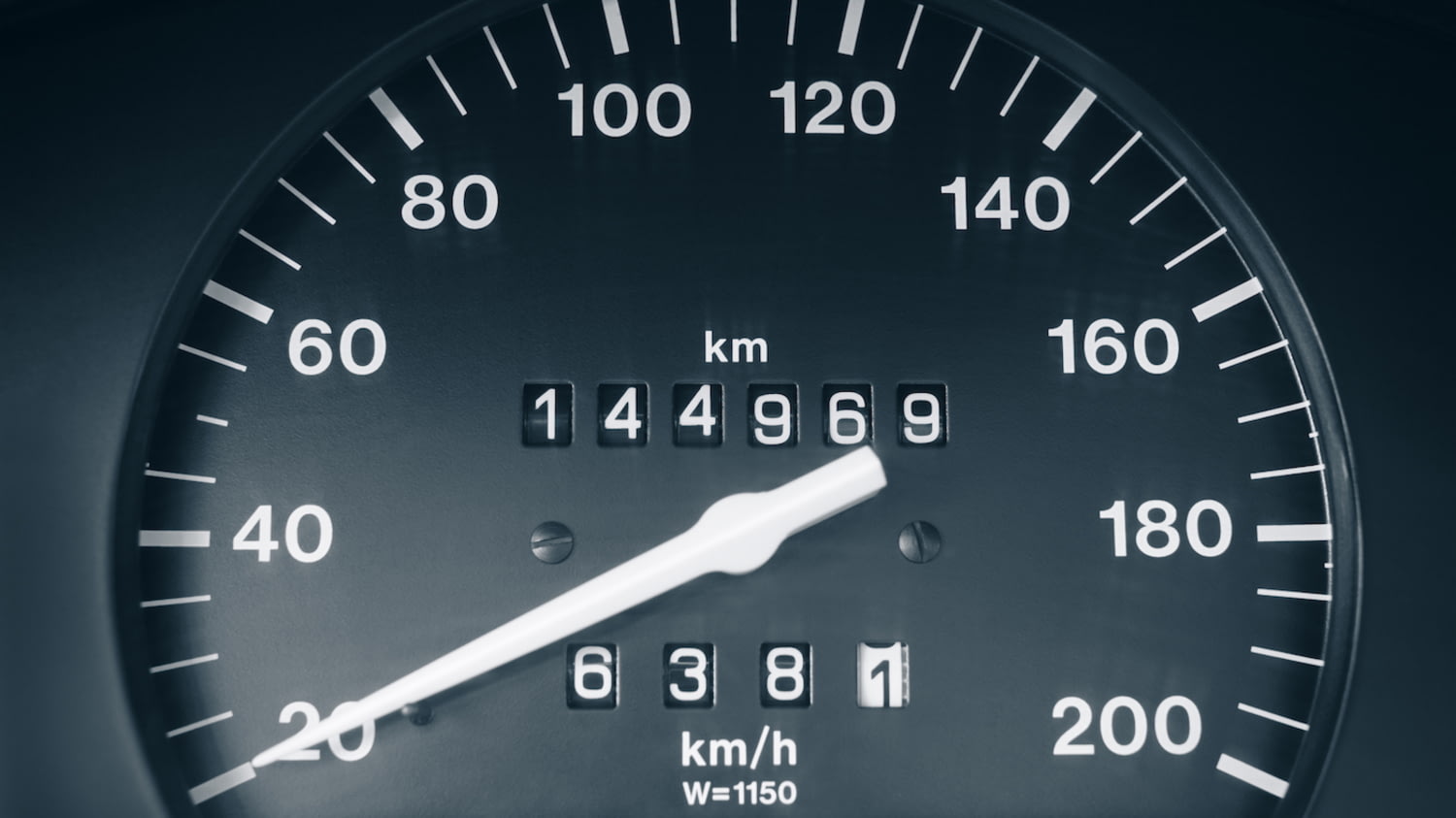 Tachometer im Auto mit Kilometeranzeige