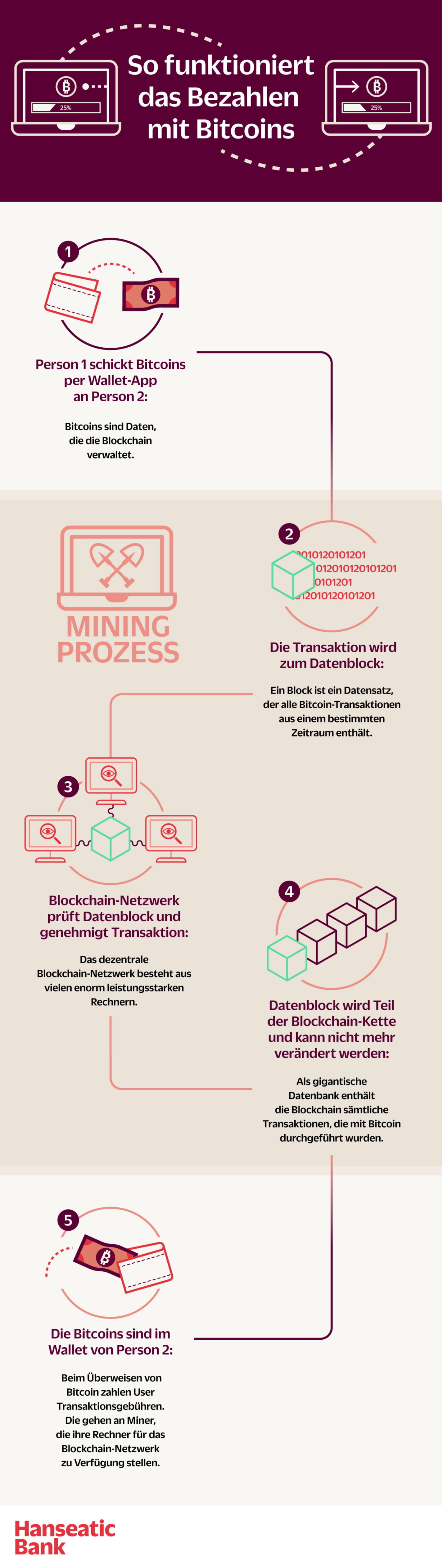 Infografik Bezahlen mit Bitcoins