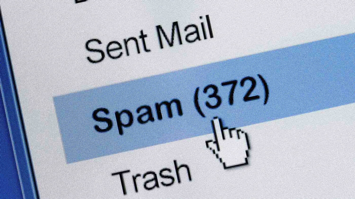 Ausschnitt des Menüs eines E-Mail-Programms, das unter anderem einen Spam-Ordner mit 372 Einträgen anzeigt